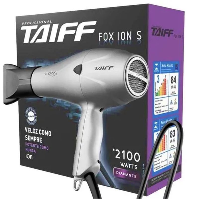 Secador De Cabelo Taiff Fox Íon S Prata 127v - 220v Lançamento