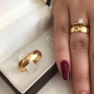 Par de Aliança Moedas Antigas Banhado 18k garantia Namoro Compromisso Casamento Noivado 6mm 8mm