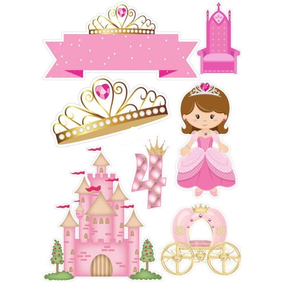 Topo de Bolo Princesa rosa realeza