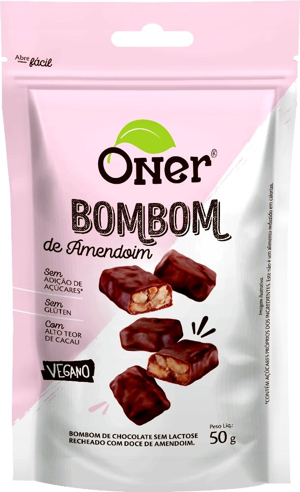 Bombom de Amendoim Sem Açúcar Oner 50g - Vegano