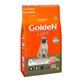 Ração Golden Light Mini Bits para Cães Adultos de Pequeno Porte Sabor Frango e Arroz - 3Kg