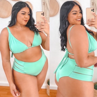 Biquíni Plus Size De Cintura Alta (Lateral Aberta) Sem Bojo Hot