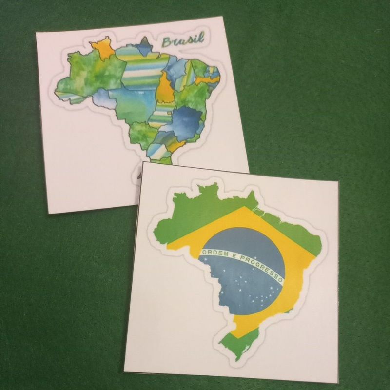 Adesivo/Sticker do mapa do Brasil, bandeira do Brasil, azul, amarelo e ...
