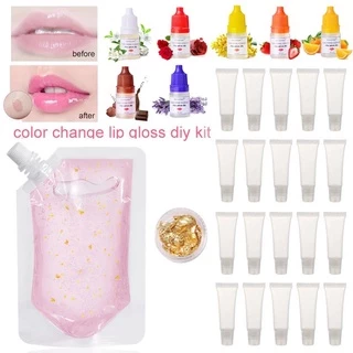 Ibcccndc Brilho Labial / Base Hidratante Para As Lábios Que Muda De Cor Com Folha De Ouro E Brilho Labial