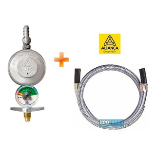 Vávula De Gas + Medidor + Mangueira Malha Aço Inox 5 Metros