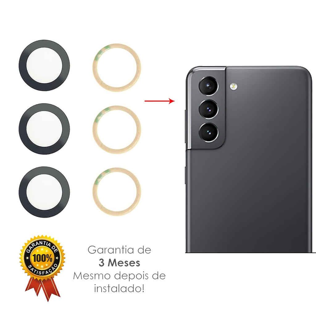 Lente Vidro Câmera Traseira Samsung Galaxy S21 / S21 Plus / S21 Ultra