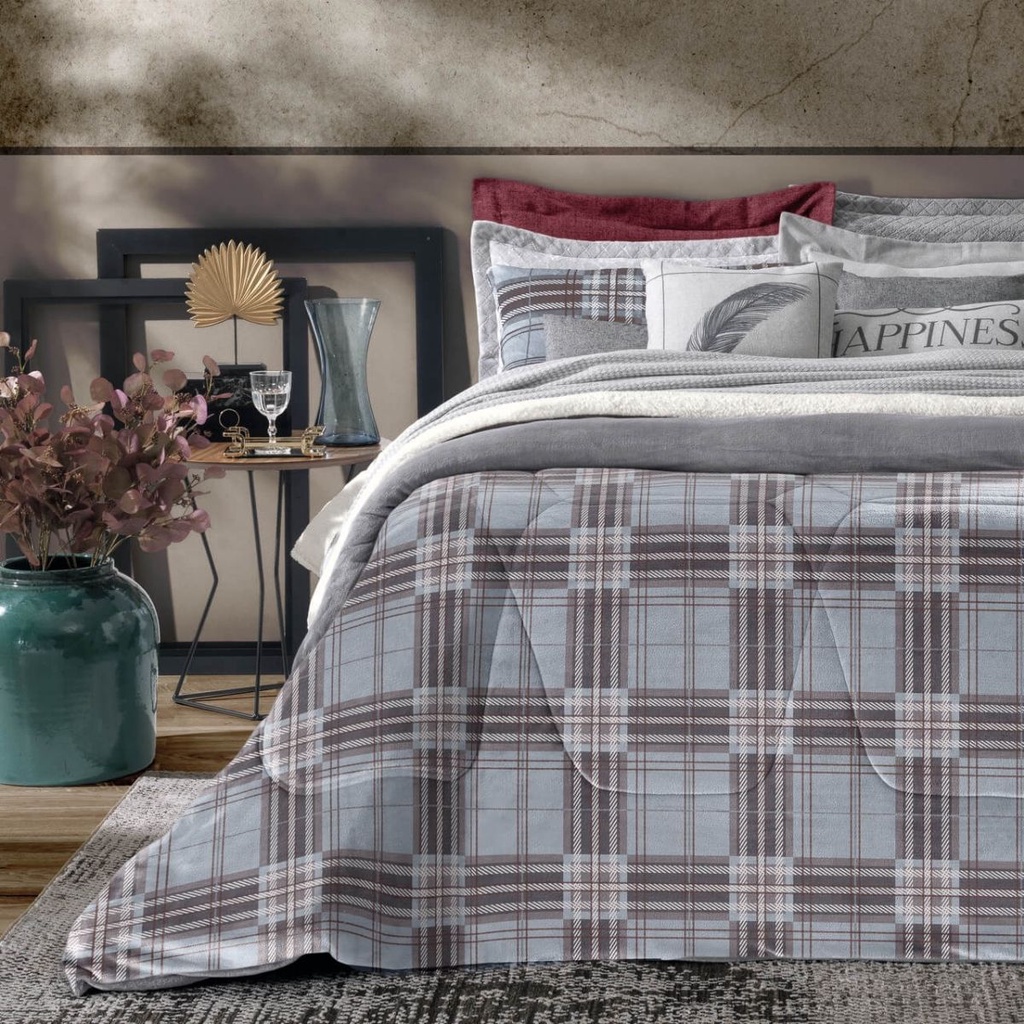 Edredom Casal Plush Flannel Soft Fleece Inove Estampado Dupla Face Hedrons