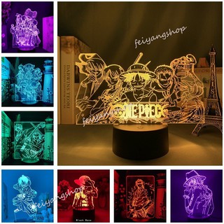One Piece Luffy Zoro Ace Figure 16 Colors Night Light Anime LED Color Changing Bedside Lamp Bedroom Decor Gift