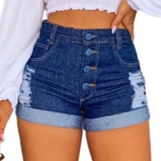 Short Jeans Feminino Barra Dobrada Moda Blogueira Short Jeans Cintura Alta Envio Imediato!