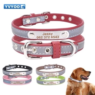 【Em estoque】Coleira de couro de acessórios personalizados para gatos e cães de estimação com gravura gratuita