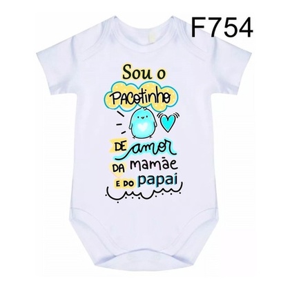 Body Bebê Frases Pacotinho De Amor Da Mamãe E Do Papai F754 | Shopee Brasil