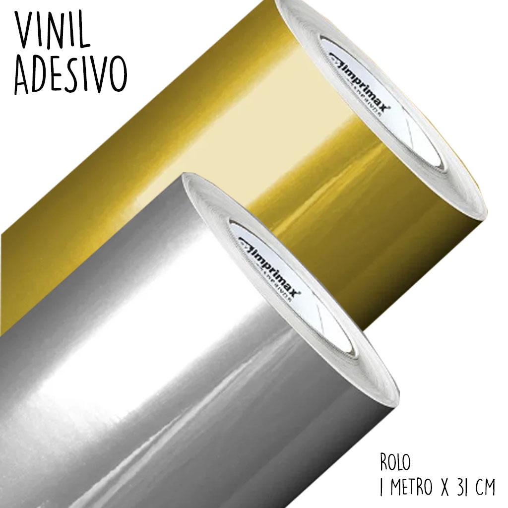 Vinil Adesivo Metalizado - Rolo 1metro x 25cm - Dourado ou Prata ...