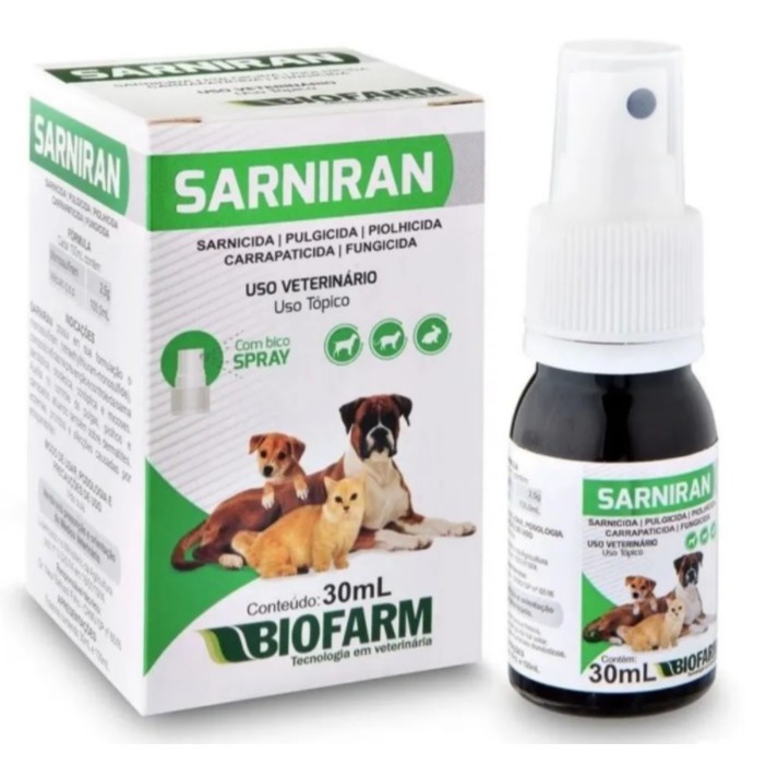 Sarniran Remedio Anti Sarna Spray Pulga Carrapato Cão Gato E Coelho ...