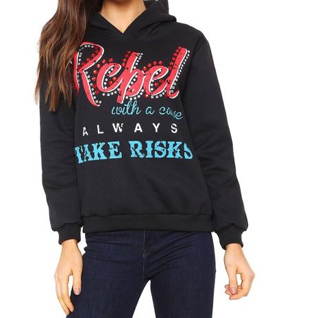 Moletom Flanelado Fechado FiveBlu Rebel Preto Shopee Brasil
