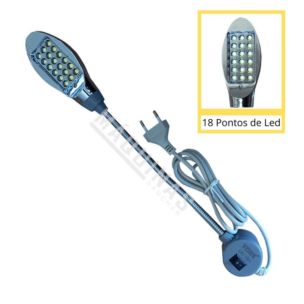 Luminária Lâmpada YOKE 18 Led Haste Flexível e Base Magnética Maquina Costura Shopee Brasil
