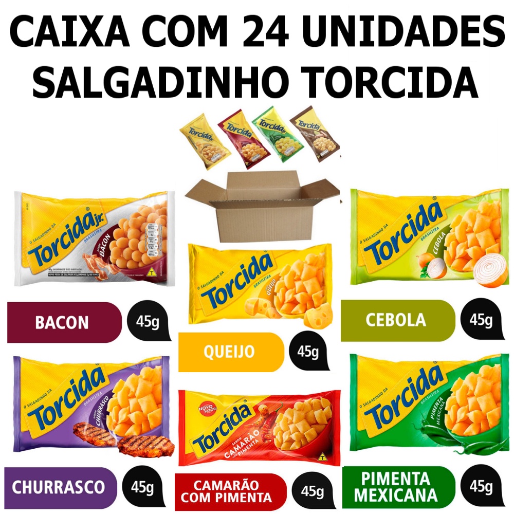 Caixa Salgadinho Torcida Com 24 Unidades de 38g