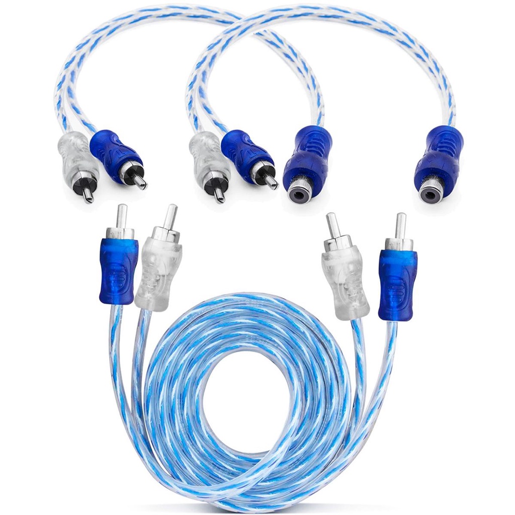 Kit 1 Cabo RCA 1 Metro + 2Y Dupla Blindagem Injetado 4mm Som