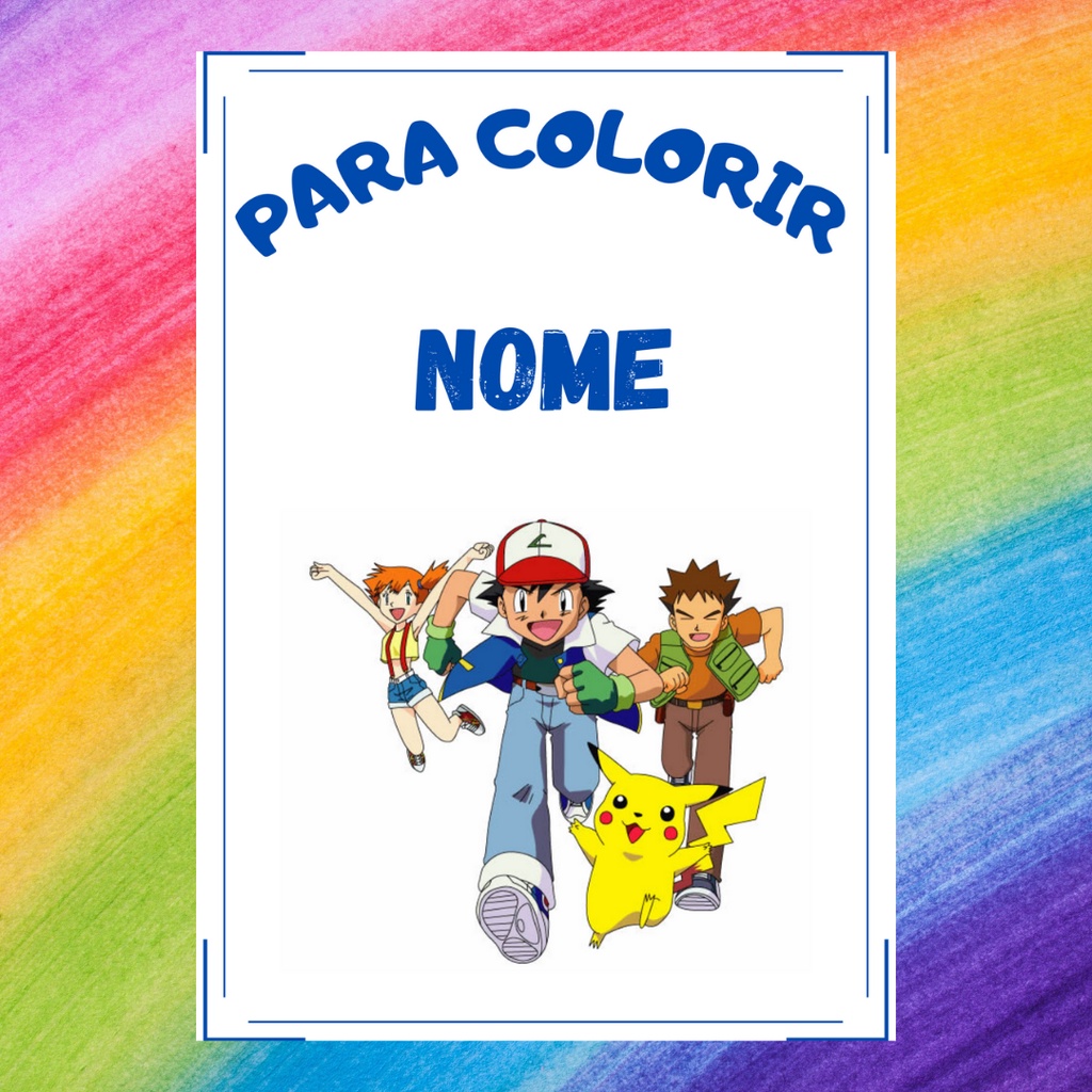 Kit 50 Desenhos Para Colorir Infantil Folha A4 Pokemon Anime em