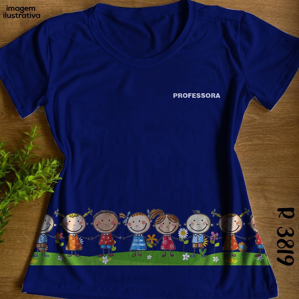 T-shirt Blusa Feminina Baby Look Professora Azul | Shopee Brasil