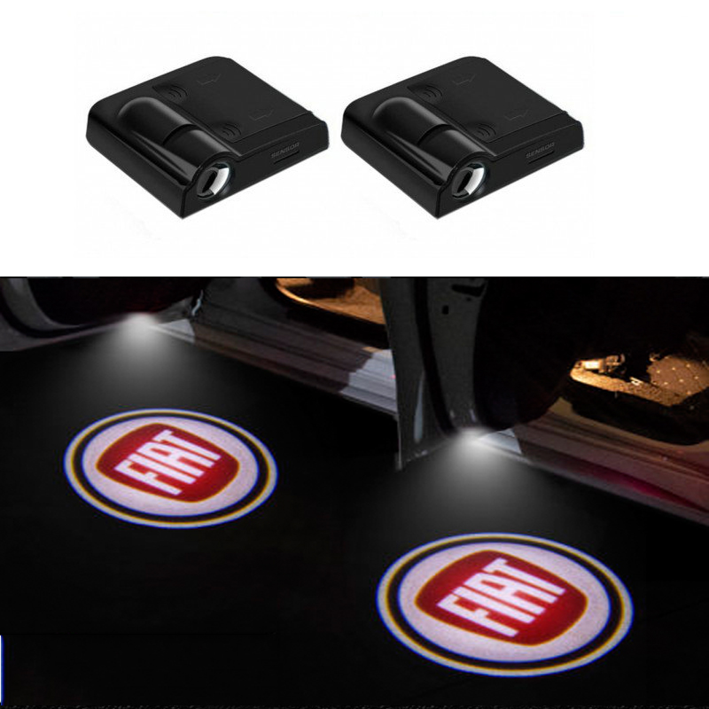 2 Peças LED luz De Boas-Vindas Porta Do Carro Logotipo Do Projetor Para Fiat Uno Toro 500 Bravo Punto Palio Argo Stilo Strada Mobi Acessórios