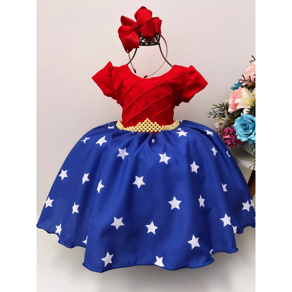 Fantasia infantil de programa de arte, vestido princesa vermelho