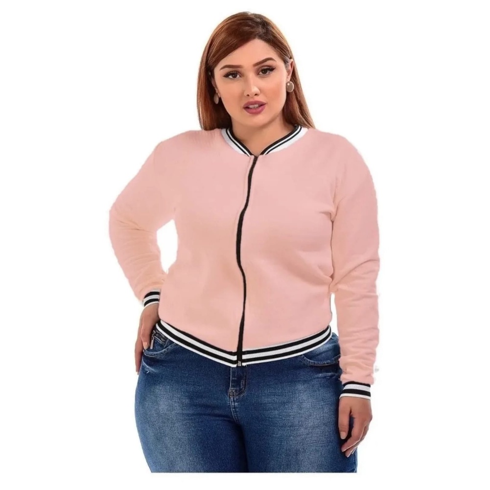 Jaquetinha Bomber Plus Size Feminina Casaco Blusa Ziper G1 G2 G3