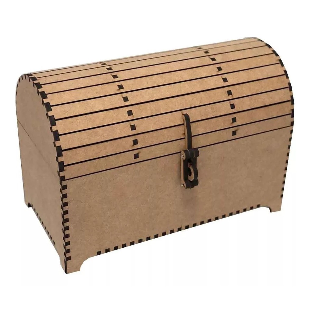 Caixa Bau Grande Com Fecho Em Mdf Cru 1121