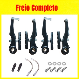 Kit Freio V-brake Tipo Logan Alumínio Bike Mtb Preto/Prata
