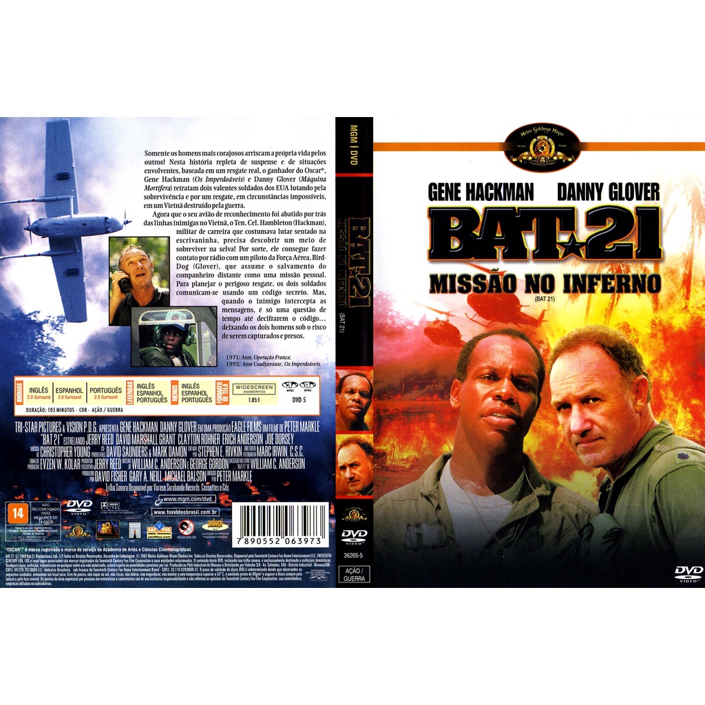 DVD Bat 21 - Missão no Inferno - Gene Hackman, Danny Glover (Novo