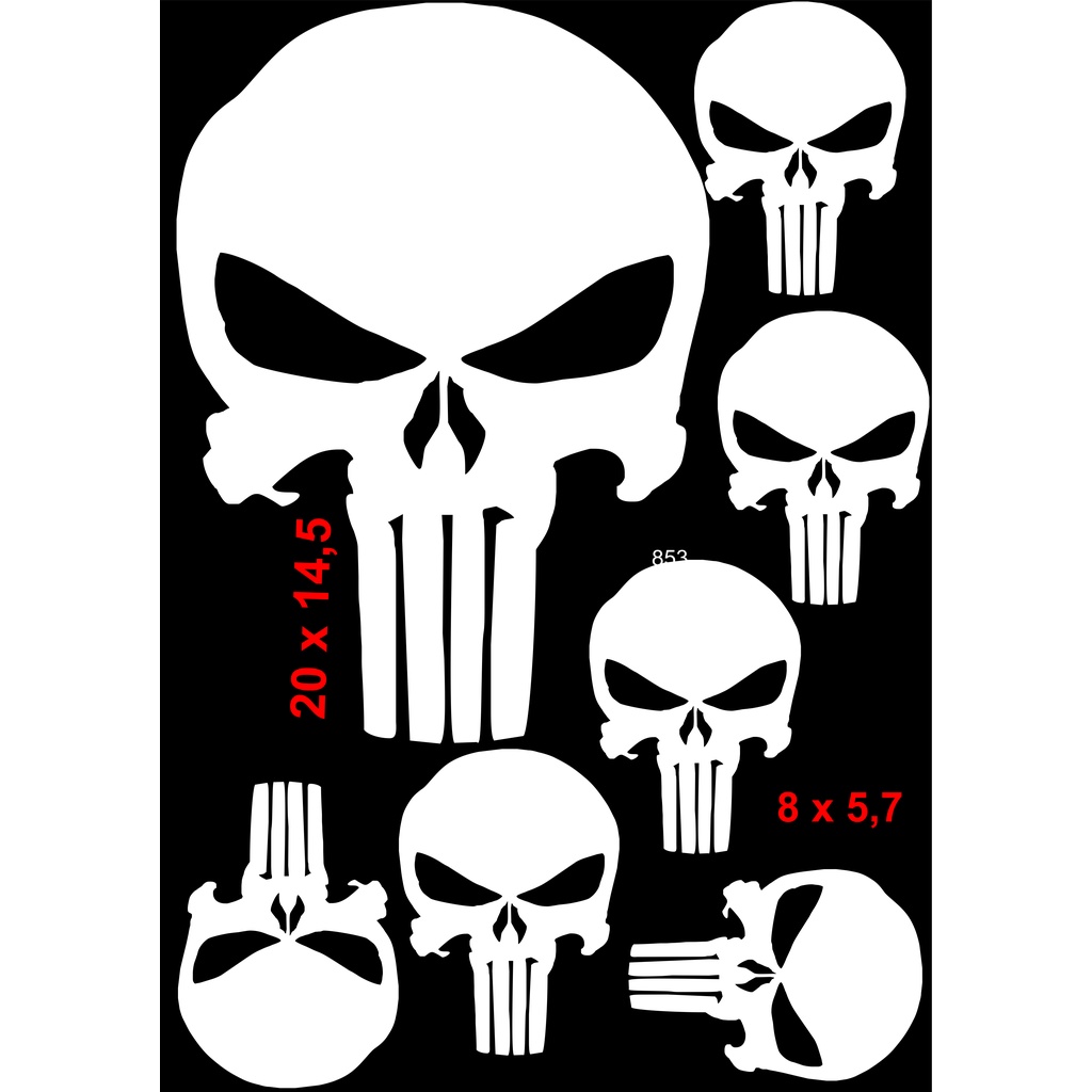 Adesivo Justiceiro/Punisher/Kit Cartela com 7 Unidades | Shopee Brasil