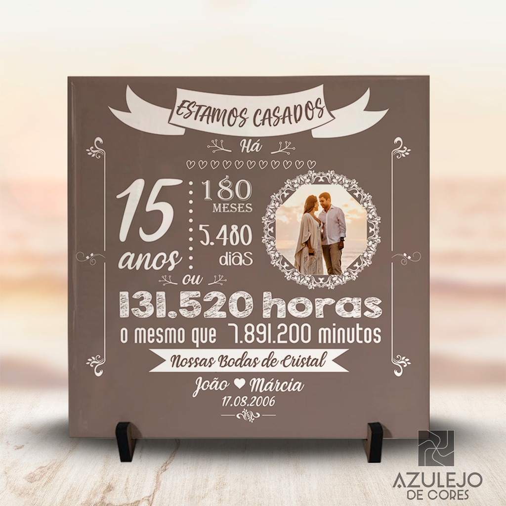 Quadro Personalizado 20x20cm - 1 ano de Casamento ou Namoro