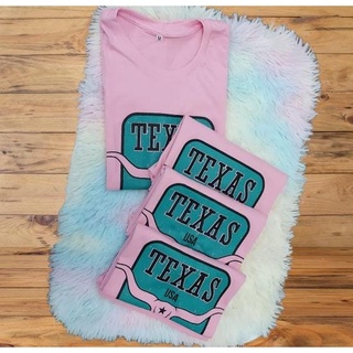 T-shit country feminina rosa texas