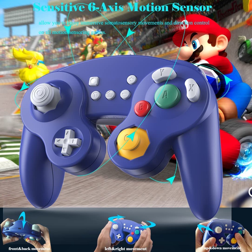 EXLENE Bluetooth Wireless Gamecube Controller for Nintendo Switch, Rechargeable, Motion controls