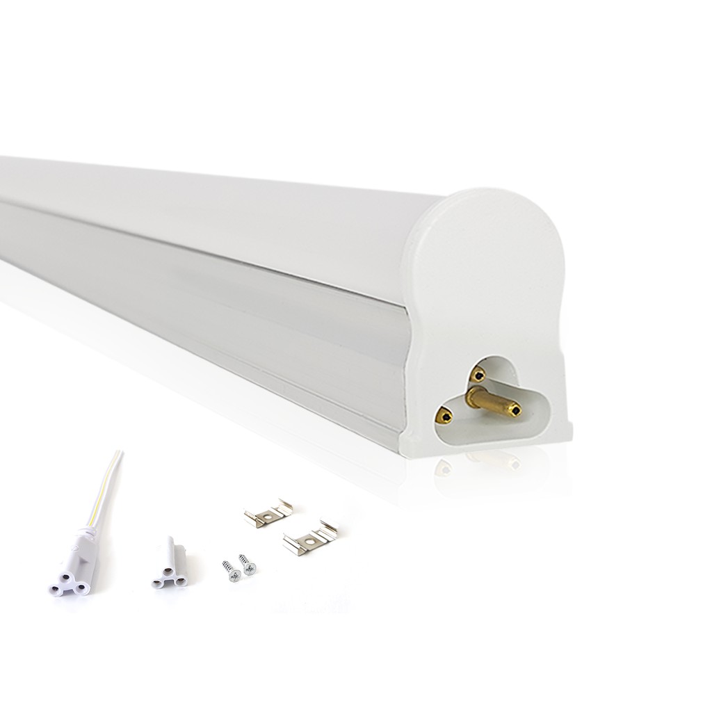 Led Tubular T5 30cm 6w C/ Calha Acoplada Completa Frio 6000k