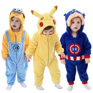 0-3 Anos Pijama Infantil Peça Única Flanela Homens Mulheres Bebê Inverno