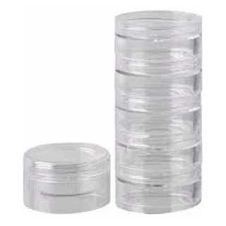 Kit com 5 Torre Potinhos de Acrílico Transparente para Miçangas Bijus Maquiagens