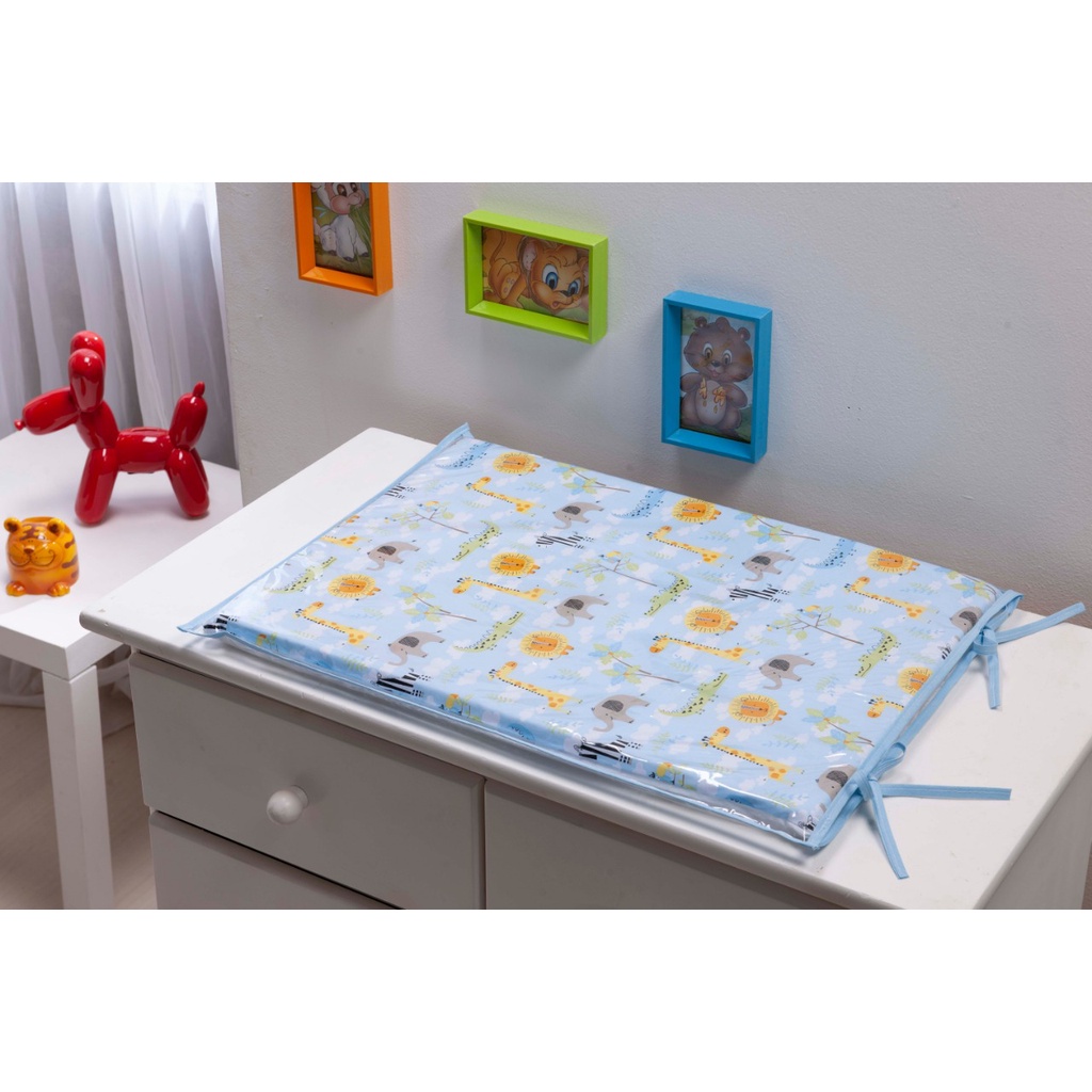 Trocador de Fraldas para Comoda de bebê Safari Azul bebe Amarelo Trocador  para comoda de bebe menino Bichinhos Azul Bebe Selva