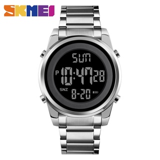 SKMEI Relógio masculino Top de luxo com tela de LED, pulseira de aço, relógio esportivo de luxo à prova d