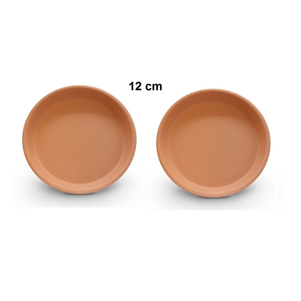 Kit 2 Pratos de Barro 12 cm Para Vaso de Planta Redondo