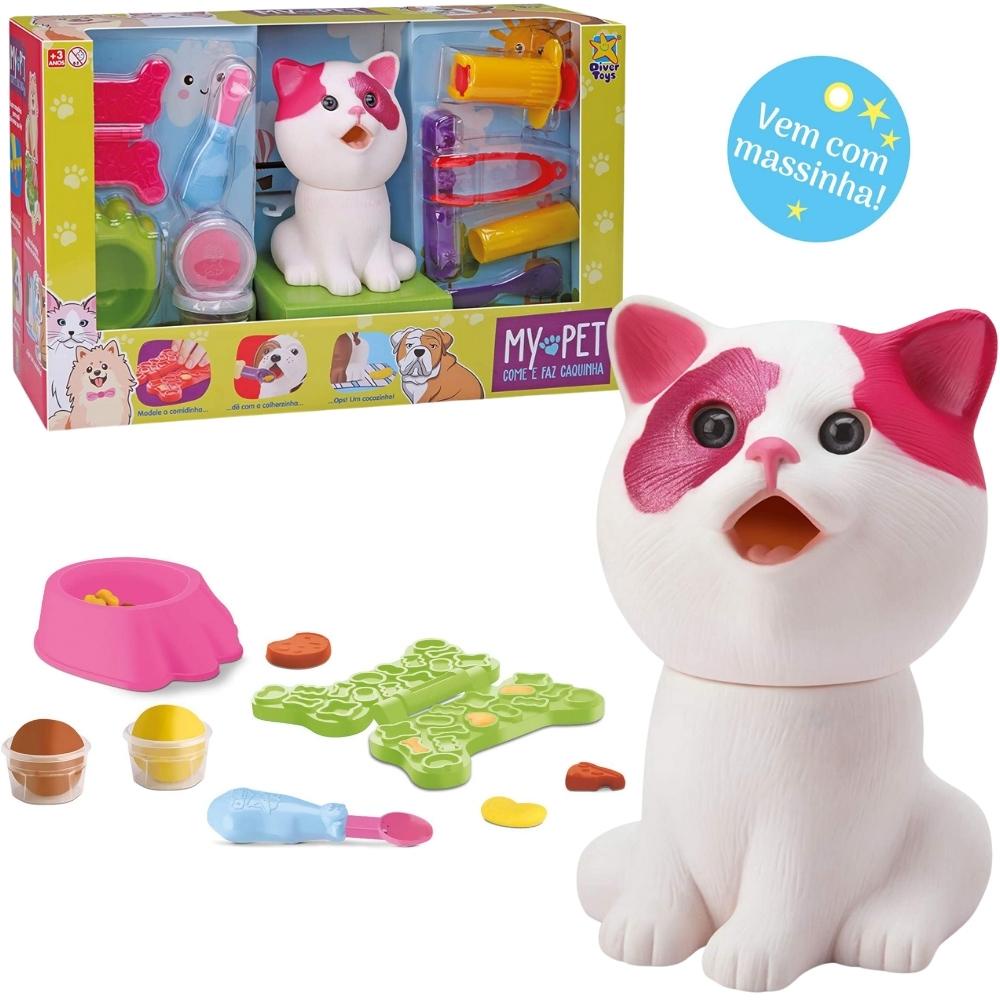 My Pet Come e Faz Caquinha Gato 8103 Kit Massinha Brinquedo Educativo para  Brincar de Faz de Conta Brinquedos Bambalalão Brinquedos Educativos