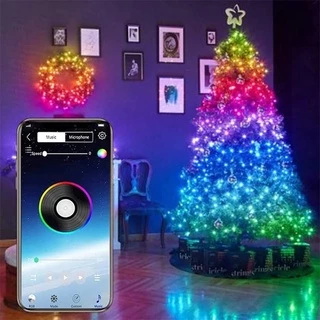 USB Árvore De Natal Luzes Led Cordas Com App Bluetooth Inteligente Controle Remoto Guirlanda Home Decor De Fadas（Nenhuma árvore））