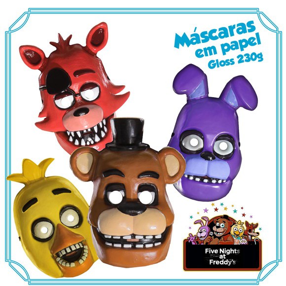 máscaras fnaf - Five Nights at Freddy’s lembrancinhas - 10 unidades