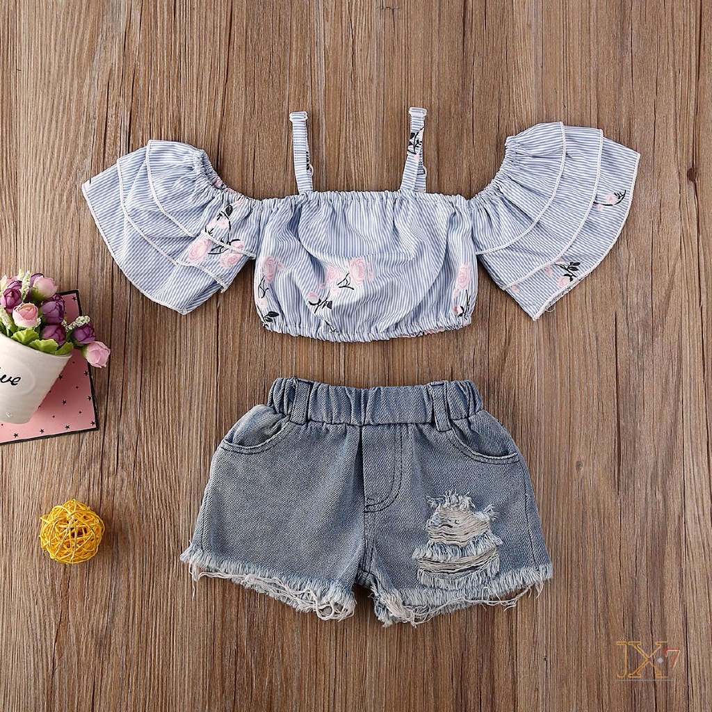 Conjunto Infantil Curto Cropped e Short Olympea Listra Flor - Tresis Baby