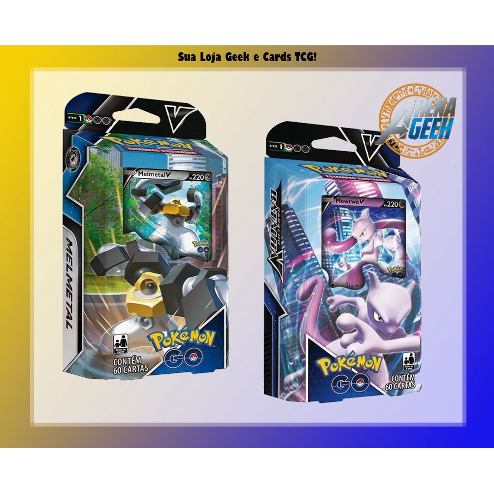 2 Decks Pokémon GO Baralho Batalha V Mewtwo V e Melmetal V Copag cards  cartas em português : Book: : Brinquedos e Jogos