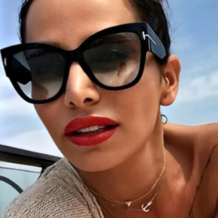 New Cat Eye Sunglasses Mulheres 2021 Moda Preto Marca De Luxo