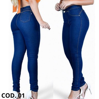 Calça Jeans Feminina Cintura Alta Com Lycra Algodão Poliéster Elastano