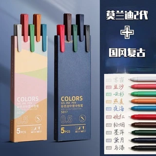 5 Pçs/Caixa Conjunto De Canetas Gel Recargas Para Colorir Retro Kawaii 0.5mm De Ponta Fina Escrita Estudante Escolares M