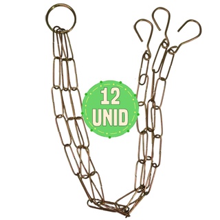 Kit 12 Correntes Tripla 54cm Aço P/ Vasos Suspensos Plantas