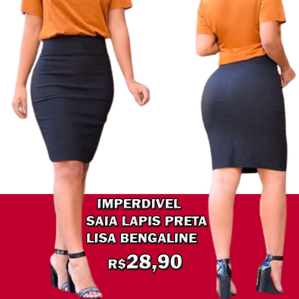 Saia lapis store com ziper atras