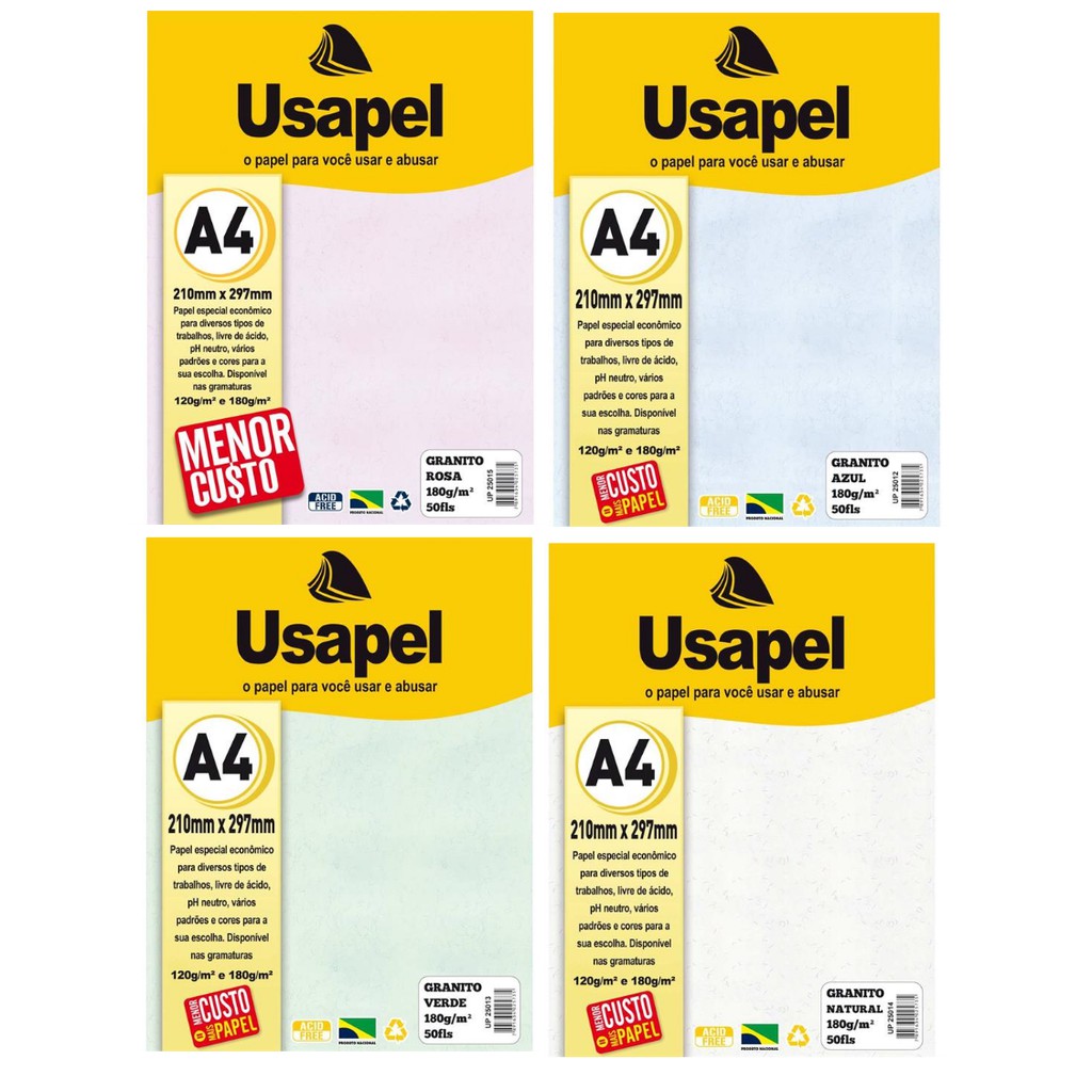 Papel Granito A4 180g 50 Folhas Usapel Filiperson Shopee Brasil 4273